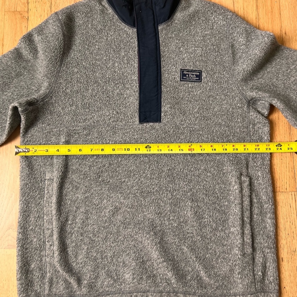 Abercrombie & Fitch Sweatshirt Mens Medium Gray Fleece Sherpa 1/2 Zip Snap - Picture 5 of 7